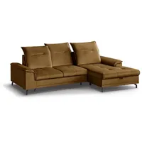 Beautysofa Ecksofa Bruno mini, moderne Ecke mit verstellbaren Kopfstützen, Sitztiefenverstellung gelb