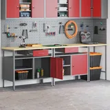 vidaXL Werkbank-Set Rot Stahl