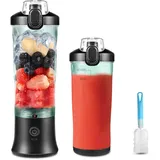 TOPESCT 600 ml Tragbarer Mixer Smoothie Maker, Mini Smoothie Mixer USB Wiederaufladbar, Starke Schneidleistung mit 6 Ultrascharfen Klingen für Reise, Büro & Sport (Carbon Black)