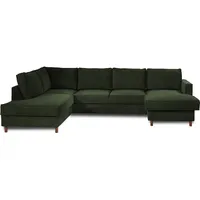 best mobilier Jake - wohnlandschaft - mit schlaffunktion und bettkasten - 7-sitzer - aus cord - links - Grün