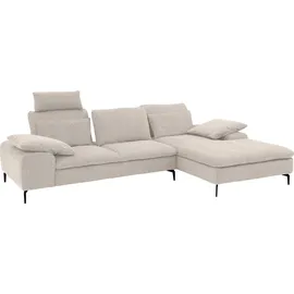 W.Schillig Ecksofa »valentinoo, Designsofa, bequem, elegant und zeitlos, L-Form«, (Set), inklusive Hocker, mit Sitztiefenverstellung, Breite 299 cm beige