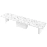 Design Esstisch Tisch HE-444 Marmor Natur - Weiß Hochglanz XXL ausziehbar 160 bis 412 cm - Weiß