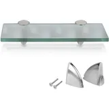 Vingo - Glasregal Wandregale mit Halterung Glasboden Badregal Bad Ablage Glasablage Regal Glas Badablage Glasscheibe Halterung Regale Milchglas