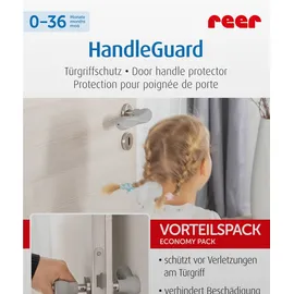 Reer HandleGuard Türgriffschutz Türklinkenpuffer, Türstopper gegen Stoßverletzungen an Türgriffen, Vorteilspack 4 Stück