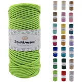 Sznurkomania, Baumwollkordel 3mm 100m, 46 Farben, Häkelkordel, Geflochten Baumwollkordel 3mm, Makramee Kordel, Makramee Garn, Premium Garn, Makramee Seil (Limette)