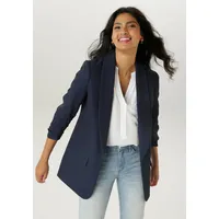 Aniston SELECTED Longblazer ANISTON SELECTED, Damen, Gr. 36, blau (marine), Web, Obermaterial: 95% Polyester, 5% Elasthan. Futter: 100% Polyester, unifarben, lässig geschnitten hüftbedeckend, Blazer Longblazer, mit modischem Reverskragen und gerafften Ärmeln, Topseller