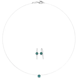 Smart Jewel Schmuckset Collier mit Ohrschmuck, Silber 925 grün