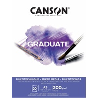 Canson Graduate - C400110376 Mix Media Papier Block, DIN A5, 20 Blatt, 200 g/m2