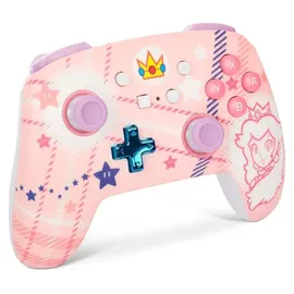 PowerA Enhanced Wireless Controller Princess Peach Plaid Rosa Nintendo Switch