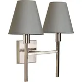 Elsteadlighting Wandleuchte Lucerne mit 2 Lichtern, gebürstetes Nickel, graue Schirme - LUCERNE-2LT