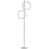 LED Stehleuchte silber Leselampe mit Fußschalter Leuchtringe schlichtes Design