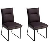 G + K Polsterstühle 2er Set DOSSO, Braun - Schwarz - Webstoff - Metall - mit Steppung - 2er Set