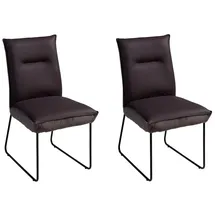 G + K Polsterstühle 2er Set DOSSO, Braun - Schwarz - Webstoff - Metall - mit Steppung - 2er Set