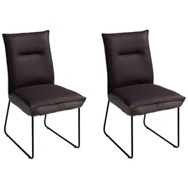 G + K Polsterstühle 2er Set DOSSO, Braun - Schwarz - Webstoff - Metall - mit Steppung - 2er Set