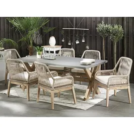 Beliani Gartenmöbel-Set 7-tlg. Grau/Beige/Braun