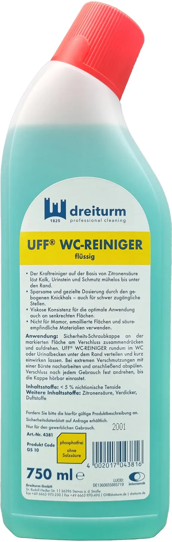 Dreiturm UFF WC-Reiniger flüssig 12 x 750 ml Flasche