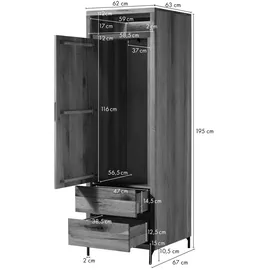 MASSIVMOEBEL24.DE Wild-/Zerreiche Garderobenschrank 62x67x195 beige