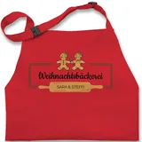Kinderschürze Schürze Kinder Jungen Mädchen - Weihnachtsschürze - Weihnachtsbäckerei Lebkuchenfrau - 7-14 Jahre - Rot - weihnachten weihnachts schürzen backen christmas für weinachts - 7-13 Jahre