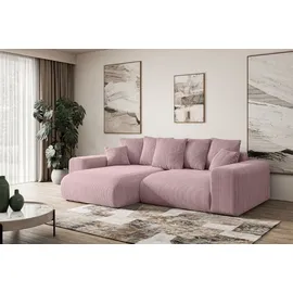 altdecor Ecksofa Cord mit Schlaffunktion 2-Sitzer Rosa