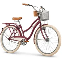 HUFFY Deluxe Cruiser Damenfahrrad 26” - Dark Berry, Rot