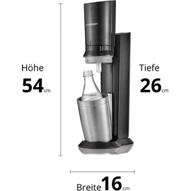 Sodastream Crystal 3.0 schwarz + 1 Glaskaraffe + Zylinder
