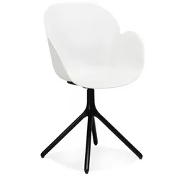 Armlehnstuhl Metall Kunststoff | Designerstuhl mit Ergonomischen Armlehnen | Bequemer Esszimmerstuhl für Küche Büro Wohnzimmer | Kadima Design