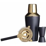 Barcraft Cocktail Set 3-teilig Edelstahl Shaker Jigger Sieb Mattschwarz Gold