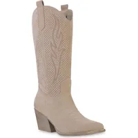 VAN HILL Damen Cowboystiefel Stiefel Stickereien Schuhe 840199, Farbe: Beige 38 - 38