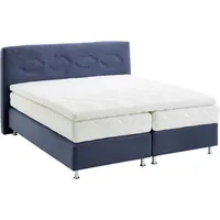 Westfalia Schlafkomfort Boxspringbett, blau (navy), B:195cm L:210cm, Bezug: Microvelours