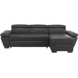 vente-unique Eckcouch Leder 2-Sitzer Anthrazit