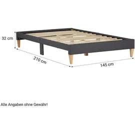 Homestyle4u Polsterbett Grau Textil, 140x200 cm Schlafzimmer, Betten, Polsterbetten
