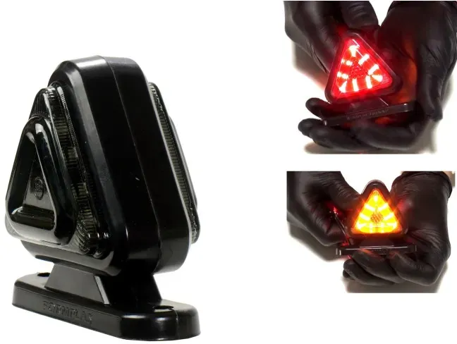 Getöntes LED-Positionslicht, hornförmiger Typ, 12–24 V, orange-rot, dreieckige Form – für Anhänger, Pritschen, Lkw usw.