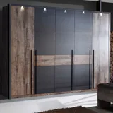 Forte Kleiderschrank Bellevue 260,8 x 220 x 62,3 cm Schwarz