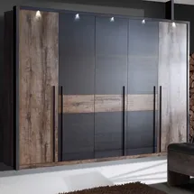 Forte Kleiderschrank Bellevue 260,8 x 220 x 62,3 cm Schwarz