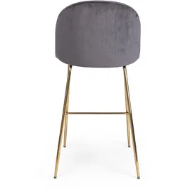 BIZZOTTO Barhocker Carry 2er-Set aus Samt, modern gepolstert, Dunkelgrau, Metallgestell Gold