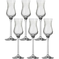 Leonardo Chateau Grappa-Gläser, 6er Set, spülmaschinenfeste Digestif-Gläser, Schnaps-Glas mit gezogenem Stiel, Kelch mit Gravur, 9 cl, 035298