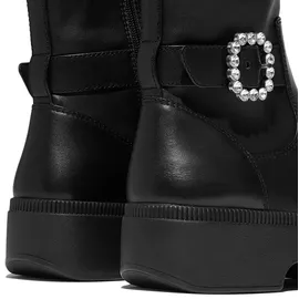FitFlop Damen F-LUMA Kristallschnalle Leder kurze Stiefel Knöchel Schwarz Größe 41 EU, Schwarz, 42 EU