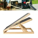 Hunderampe Klappbar, Hundetreppe für Hunde Katzen, Rampe Hund für Auto, Betten, Sofas und Stufen, Haustierrampe Anti-rutsch, 4-Stufig Höhenverstellbar