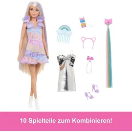 Barbie Fun & Fancy Puppe mit Accessoires, Modepuppe mit extra langem blondem Haar und 2 Looks