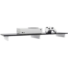 Vladon TV-Aufsatz 138,5x9,5x34,5 cm Schwarz Hochglanz/Weiß Matt MDF