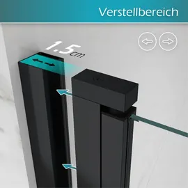 iflair i-flair Duschtür 77x80 cm - Höhe: 195 cm, schwarze Duschabtrennung aus 6 mm durchsichtigem ESG Sicherheitsglas
