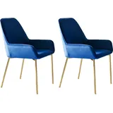 Casavanti Esszimmerstuhl 2er Set blau Samt 381724