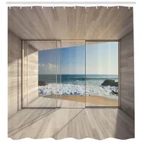 ABAKUHAUS Duschvorhang Ozean 175 x 220 cm beige blau