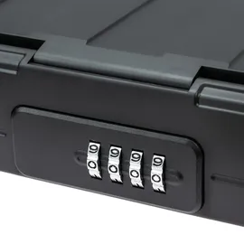 HMF 318-02 Tragbarer Safe mit Zahlenschloss, wasserdichter Mini Tresor mit Drahtseil, 23,5 x 14,5 x 5,8 cm