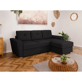 panda möbel Ecksofa L-Form Bellano- links oder rechts montierbar - Schwarz