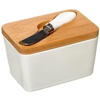 Five 5five - keramik-butterdose mit messer Seramik weiß