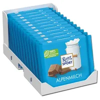 (15,35€/1kg) Ritter Sport Alpenmilch, Schokolade, 12 Tafeln je 100g