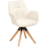 Livetastic Armlehnstuhl, Natur, Beige, Holz, Textil, Eiche, massiv, Drehkreuz, 61x86x62 cm, Sitzfläche 360° drehbar, Esszimmer, Stühle, Esszimmerstühle, Armlehnenstühle