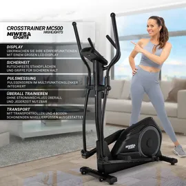 MIWEBA Crosstrainer MC500, großes LCD-Display, Pulsmessung, Fitnessgerät, Cross Trainer, Ausdauer Training, Stepper Heimtrainer Ellipsentrainer Ergom... | Schwarz