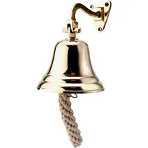 Nklaus Schiffsglocke Messing Gold mit Wandhalter & Bändsel Ø: 10cm leichte Ausführung 11575
